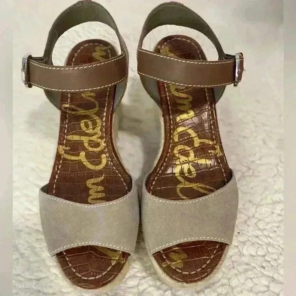 Sam Edelman Women’s Platform Wedge Espadrille Sandals Beige‎ Buckle Size 9.5